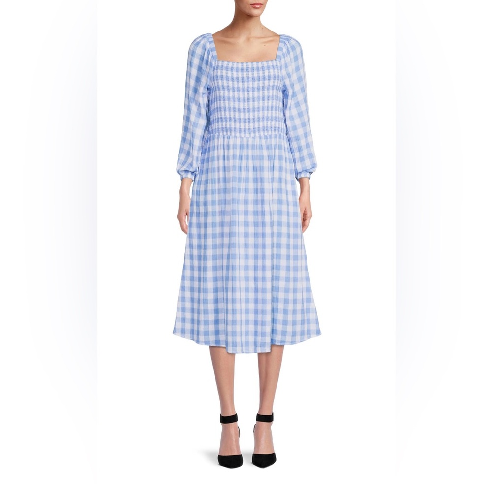NWT BeachLunchLounge Women's Smocked Gingham Safety Blanket  Dress